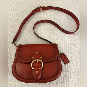 COACH C0749 GLOVE TANNED LEATHER BEAT SADDLE BAG RED SAND CROSSBODY EUC, Nice!